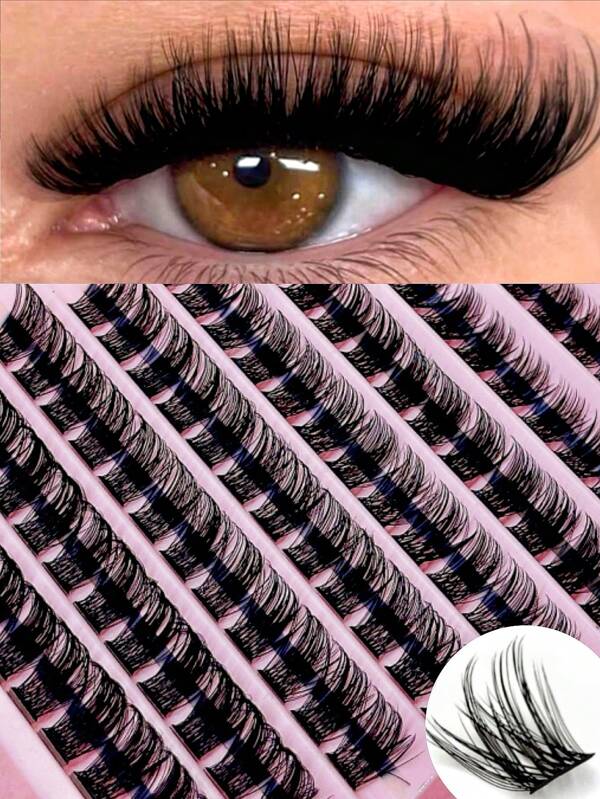 DIY Eyelash Extensions 120 Clusters Segmented False Eyelashes D Curl Mixed Length 8-16mm Fluffy And Wispy Natural Eyelash Extensions DIY Individual Clusters Lash Extensions Faux Mink Lashes Suitable For Daily Outings, Travel, Photography, Gatherings, Weddings, And Makeup