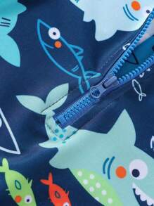 Nuevo traje de baño de una pieza con estampado de animales para bebés y niños pequeños, traje de baño de secado rápido para niños, traje de buceo de verano, protección solar