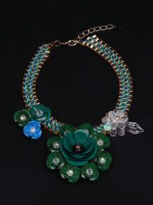 1pc Luxury Gem Flower Pendant Necklace, For Women's Party/Event Dress Up, European & American Style