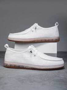 Mocassins décontractés à enfiler pour homme - Chaussures décontractées légères et respirantes, couleur unie, semelle en caoutchouc, confortables et basses, chaussures décontractées à la mode, respirantes et confortables