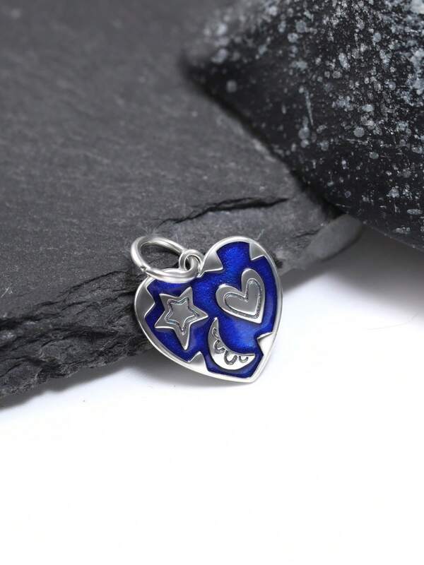 1 pieza Colgante con el diseño de corazón escrito en las estrellas, de plata de ley 925 con esmalte, un accesorio delicado y único para regalo de joyería para mujeres u hombres