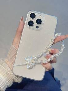 Keychain,Lanyard 1pc Transparent Shiny Glitter Phone Case + Crystal Bracelet Set, Compatible With IPhone 16 ProMax/16/16 Pro/16 Plus/15/15 ProMax/15 Pro/11/12/13/14 ProMax/11 Pro/11 ProMax/12 Pro/12 ProMax/13 Pro/13 ProMax/14 Pro/14 ProMax, Elegant & Creative Waterproof Shockproof Anti-Fall Scratch Resistant - Clear - View 2
