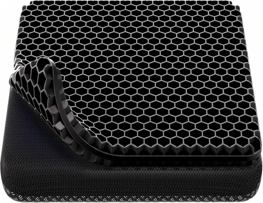 Gel Seat Cushion, Cooling Seat Cushion (Super Large & Thick), Breathable Honeycomb Design Absorbs Pressure Points Seat Cushion, Gel Cushion For Office Chair, Home Car Seat Cushion For Wheelchair - 黑色 - 查看 1