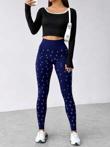 Set De 2 Leggings Unitalla Casual o Deportivos De Cintura Alta De Mujer En Color Sólido - Azul lavado oscuro - Ver 4
