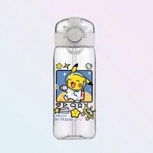 pokemon 400ML Cartoon Pokemon Pikachu Sports Water Bottle Outdoor Large Capacity Leak-Proof Cup Motivational Portable Plastic Cup Straw