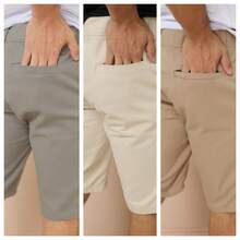 Kit 3 Men's Twill Shorts With Built-In Pocket, Premium Economy - Chumbo+Caqui+Bege - View 2
