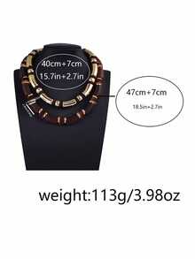 1pc Fashion Unique Layered CCB Bamboo Knot Necklace & Bracelet Set, Minimalist Style Suitable For Daily Wear