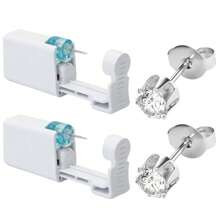 2 pezzi Kit per foratura orecchie fai da te con orecchini incorporati - Set di strumenti per foratura orecchie usa e getta