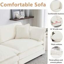 Modular Sectional Sofa, 76.4 Inch L Shaped Couch Set For Living Room, Loveseat Comfy Cloud Couches With Movable Ottoman, DIY Combination, Chenille, Beige - Beige 2 Seat+1 O - 查看 5