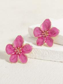 1 Cặp hoa tai đính đá 5 cánh màu trắng, hồng, đỏ hồng, cam sang trọng, thanh lịch và quyến rũ dành cho nữ, phù hợp để đeo hàng ngày/đi nghỉ vào mùa xuân/hè - Hoa tai hoa sứ 5 cánh - Xem 14