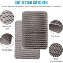 1 PC Tapete para areia de gato de estimação, à prova d'água, dupla camada, armadilha para areia de gato, tapete para caixa de areia de animal de estimação, almofada de limpeza, tapete para coleta de areia de gato (à prova d'água para areia de gato/cachorro), também pode ser usado como base para tigela de cachorro, suprimentos e acessórios para gatos