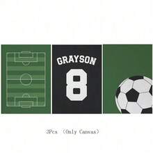 3pcs/Set Personalized Name Wall Art Poster - 3-Piece Name Canvas Wall Art - Customized Baseball Wall Art Football Wall Art Basketball Wall Art Prints Boy Room Decor Personalized Name Sign Playroom Print Boys Kids Nursery Wall Decor - Unique Gift Idea For Children Room, Nursery, Dining Room - Unframed Indoor Art Prints Optional Frame
