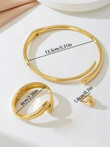 3pcs/Set Women Exaggerated Abstract Geometric Snake Design Ring, Bracelet, Necklace Suit, Suitable For Ladies, Party, Casual, Romantic Occasions