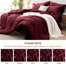 MUXHOMO 7 Pieces California King Comforter Set, Soft Bed In A Bag Cal King Size, All Season Bedding Set With Comforter, Flat Sheet, Fitted Sheet, Pillowcases &Amp; Shams, Burnt Orange - Burgundy Red - View 7