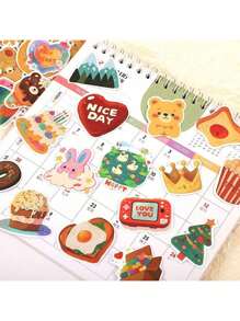 108pcs Original Kawaii Korean Watercolor Bear Sticker Set, For Decorating Notebooks, Diaries And More Back To School
