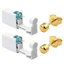 2 pezzi Kit per foratura orecchie fai da te con orecchini incorporati - Set di strumenti per foratura orecchie usa e getta