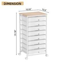 KK KINGRACK Rolling Storage Cart, Rainbow Cart With 8 Drawers And Wooden Tabletop, Teacher Organization For Classroom, Art Cart For Classroom,Office,Bedroom, Pink, White, Rainbow, Green, Grey - 白色 - 查看 2