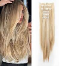 The 24-Inch 16-Clip Hair Extension Long Straight Hair Synthetic Wig Is Versatile For Daily Use