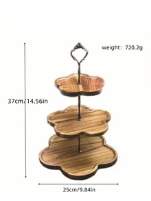 跨境2/3层花形零食甜品展示架，简约极简设计，2层放水果，3层放面包、糖果、寿司，木质盘子