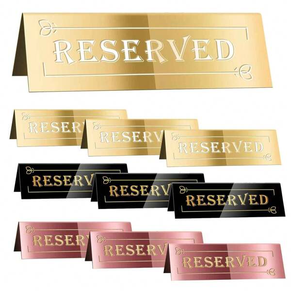Placas de Mesa Reservada, Placas de Sinalização de Mesa de Reserva de Acrílico para Convidados, Placas de Reserva Dupla Face À Prova D'água Douradas, Placas de Reserva para Casamento, Aniversário, Restaurantes, Reuniões