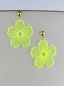 Pendientes con flor hueca de color amarillo fluorescente para mujer, accesorio de vestido de playa de verano que brilla en la oscuridad, pendientes con colgante de estilo casual de calle