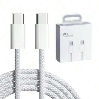 Cable de carga rápida USB C de 60W compatible con iPhone 16, 15 Pro Max, 15 Plus, POCO, con conector tipo C a tipo C, cable trenzado, línea de datos con caja