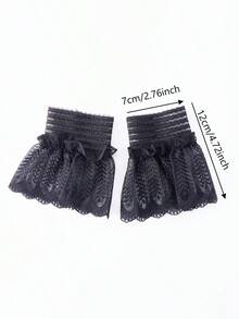 1 Pair Lace Hollow-Out Sleeves, Suitable For Formal Events, Weddings, And Daily Wear - Black - View 10