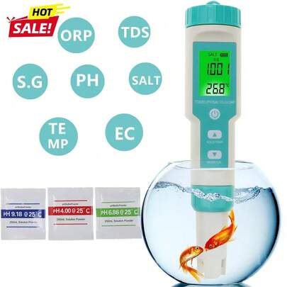 7 In 1  PH Meter ORP Meters TDS Salinity Testers EC Temp Detector Water Quality Monitor Test Tool Filter For Pool