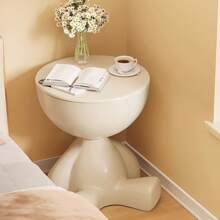 Moderno tavolino da metà orso (nero/beige) 2-in-1 comodino, tavolino da caffè e tavolino laterale con vano portaoggetti nascosto per camera da letto, soggiorno e terrazzo, forniture scolastiche, back to school