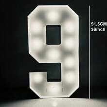 3 FT/36 Inch Lighted Marquee Balloon Frame With Numbers 0-9 And White Lights, KT Board Set, Party Decoration Light, Birthday Party, Anniversary Decoration - Cool White Lights - 白色 - 查看 5