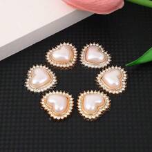 10pcs/30pc Heart-Shaped Rhinestone & Faux Pearl Decor Home Clothing Accessories DIY Jewelry Making Supplies