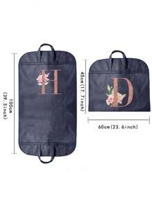 Portable Dustproof Clothing Covers Nonwovens Waterproof Clothes Dust Cover Tote Bags Rose Gold Initials A To Z Letter Pattern Clothes Dust Case Dress Protector Garment Bags Outdoors Close Organizer Dress Cover Suit Coat Storage Bag Garment Bags Wardrobe Hanging Garment Protector Cover Bag