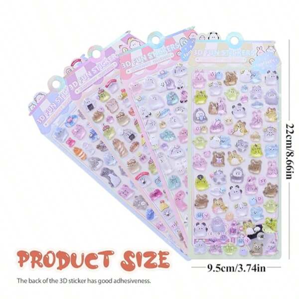 3D Cute Stickers - Cartoon Hot Dog Sushi Bubble Stickers, Kawaii Mini Fluffy 3D Reusable Puffy Sticker Scrapbooking Planner Diary Notebook Laptop Phone Case Decor (Solid Product)
