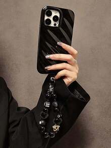 Black Hand Strap Wristlet Short Hanging Lanyard Phone Case Keychain Bag Pendant - Black - View 7