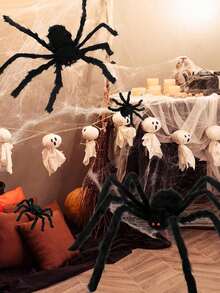 1 Stück Behaarter Spinnen Halloween Dekoration - Erschreckende Riesige Spinnen Prop für Garten oder Party Deko - Realistisch schwarze pelzige Spinne mit langen Beinen - Halloween Innen- und Außendekoration - Verschiedenfarbig - Übersicht 6