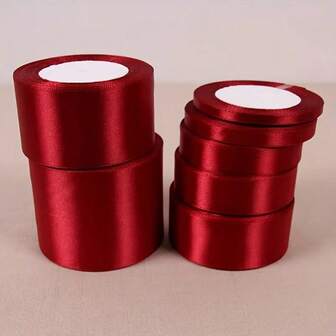1 Roll Of 2.5cm Wide 25 Yard Burgundy Satin Ribbon, Suitable For Gift Wrapping, Wedding, Valentine's Day Decoration