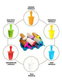 Molde de silicona para paletas heladas de 6 cavidades con tapa, fácil de limpiar y desmoldar, con opciones de colores múltiples, ideal para hacer helados caseros para niños y familias en verano