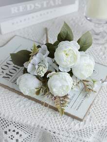 1/3PCS人造花玫瑰花束，绣花球，牡丹混合花，新娘手捧花，婚礼装饰，DIY花环材料，生日派对装饰材料，家居餐厅，客厅，花瓶，户外花园，秋季装饰，情人节，新年礼物