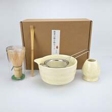 Matcha Five-Piece Set, Ceramic Matcha Bowl, Natural Bamboo Tea Whisk, Beginners, Refreshment Tools, Matcha Making Tools, Gift Box Back To School