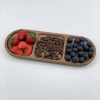 1 Pc Acacia Wooden, Serving Tray Rustic Wood Plates ,Decorative Natural Tray Serving Platter For Food Charcuterie Cheese Dish Bread Fruit Kitchen