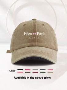 1/2 Casquette de baseball décorative imprimée "Eden Park Paris" unisexe, lavée, casquette de baseball, chapeau de soleil usagé, casquette à bord incurvé, casquette de papa, convenant pour un usage quotidien et les voyages extérieurs