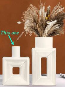 1pc White Ceramic Vase, Square Vase Home Decoration Minimalist Nordic Bohemian Style, Suitable For Living Room, Shelf, Table, Bookshelf, Fireplace And Entryway Decoration Vase Rama Decoration Rama