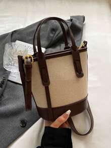 女士复古迷你水桶斜挎包 - 配有金色金属配件、拉链开合和可调节肩带，适合休闲或正式场合的多功能手提包，小尺寸斜挎包