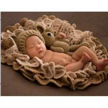 Newborn Photography Props Blanket Knitted Posing Mat Background Photography Accessories Bear And Rabbit Set Baby Photo Baby Shower Family Decorations Gifts Baby Shower Easter Gifts Things For Girls/Boys