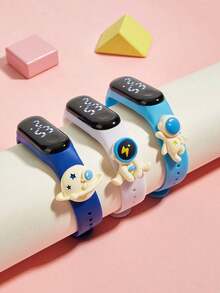 3 件儿童电子手表带数字 LED 显示屏，酷炫宇航员宇航员 M3 电子手表适合中小学生旅行，佩戴方便，时尚百搭，生日礼物，返校季礼物，返校季礼物，电子手表组合套装 - 彩色 - 查看 4