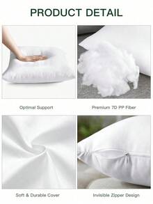 4pcs Throw Pillow Inserts, Halloween Decor ,Down Alternative Pillow Core,Soft Cushion Inner, White Decorative Pillow Inserts For Bedroom Living Room Sofa - 白色 - 查看 6