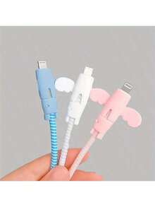 3pc Data Cable Protection Case Set – Silicone Soft And Comfortable Cable Protectors For Mobile Phone And Laptop Charging Cables – Durable And Flexible Material To Prevent Damage, Tangles, And Wear – Ideal For Protecting Chargers, Data Cables, And Wires – DAY Design For Stylish And Effective Cable Organization – Essential Accessory To Keep Your Cables Safe And Neat. Charger Accessories, Phone Accessories