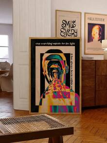 1pc Hippie Print Retro Wall Art 70s 60s Vintage Posters With Rainbow Cosmic Graphics, Frameless Canvas Decor For Bedroom/Dorm/Beach House/Vacation Travel, Beach Graduation/Back To School Gift & Party Decoration (Wall Prints, Prints For Wall, Funky Posters, Retro Art) - Multicolor - View 1