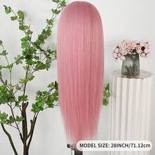 13X4 Free Part Hot Pink Lace Front Wigs Wear And Go Glueless Wig Pre Plucked Hairline Soft Long Straight Hair Wig Magenta Pink Wigs Ready To Wear Wigs Heat Resistant Synthetic Lace Front Wigs For Women For Daily Christmas Party Cosplay Use - Dark Pink - 查看 8