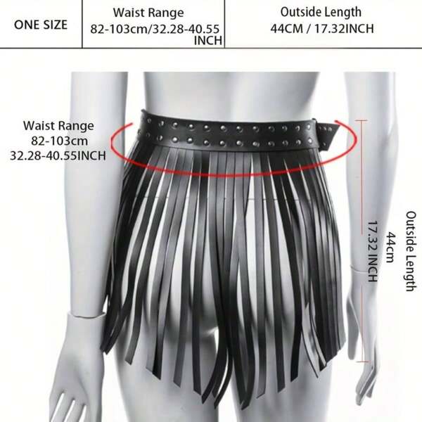 Sexy Lingerie Accessories Leather Tassel Waist Belt & Chain Combo - Adjustable Bohemian Fashion Statement Piece For Women Men | Vintage Punk Style Accessory With Detachable Tassels